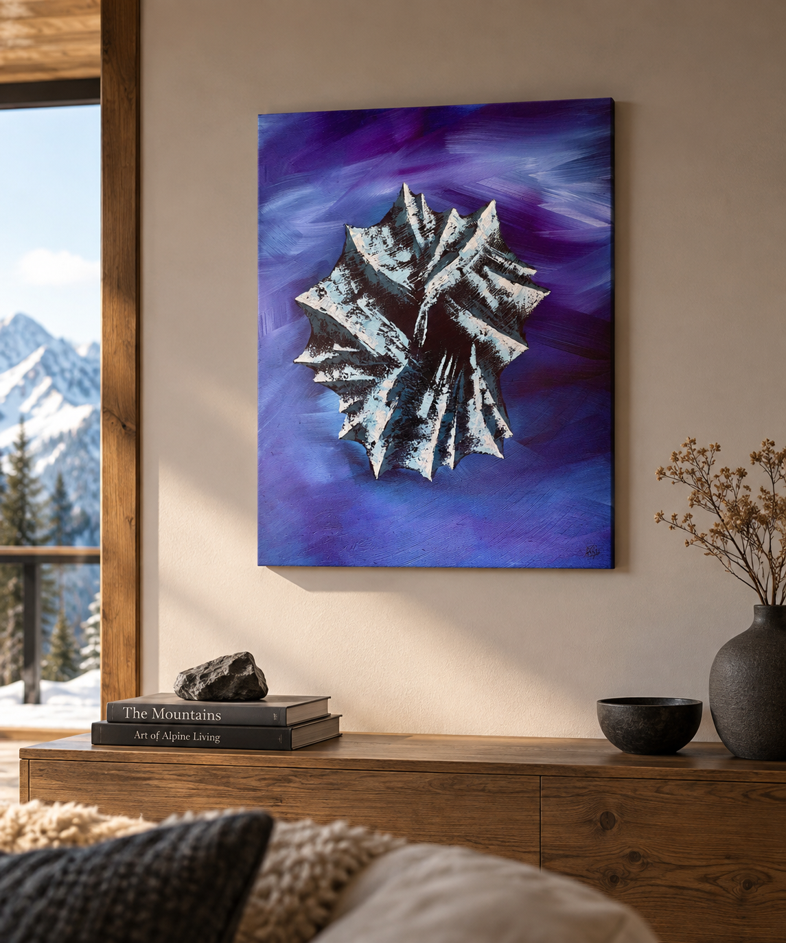 Cristal des Cimes — tableau acrylique original peint à la main en Suisse — VivasAlpine