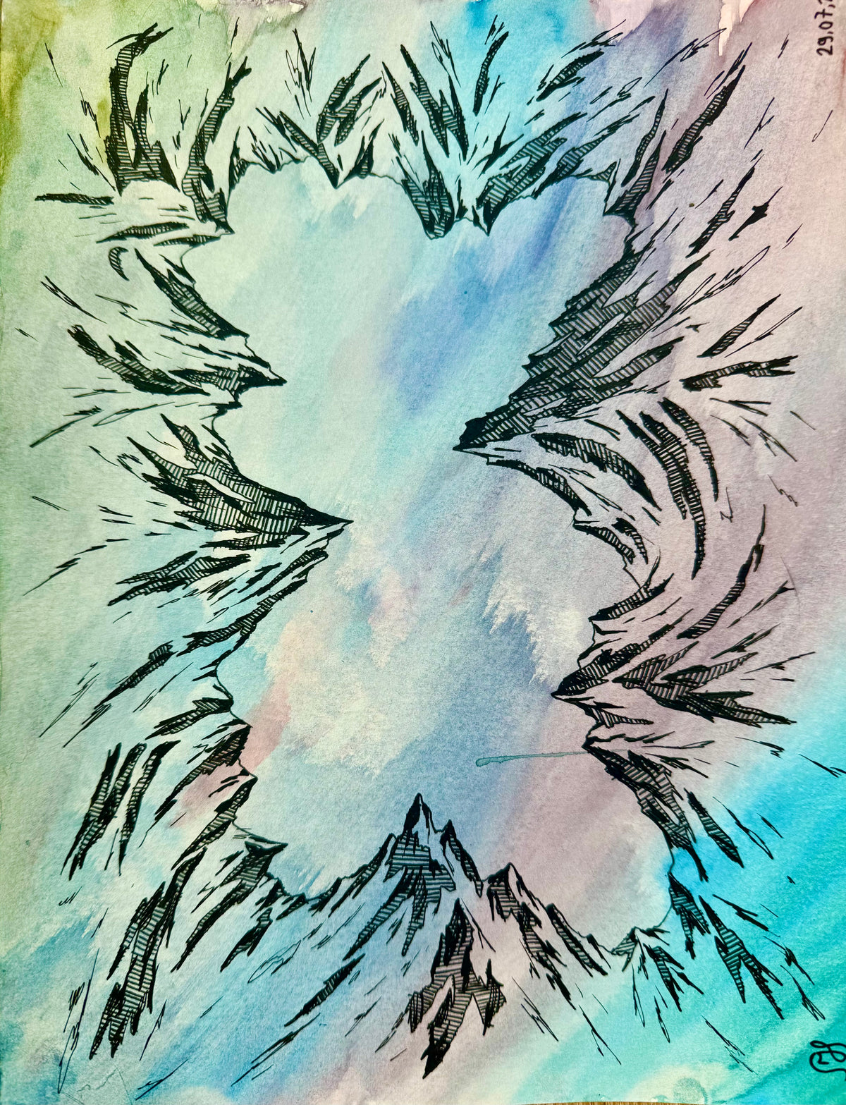 L’Œil du Sommet – Aquarelle originale