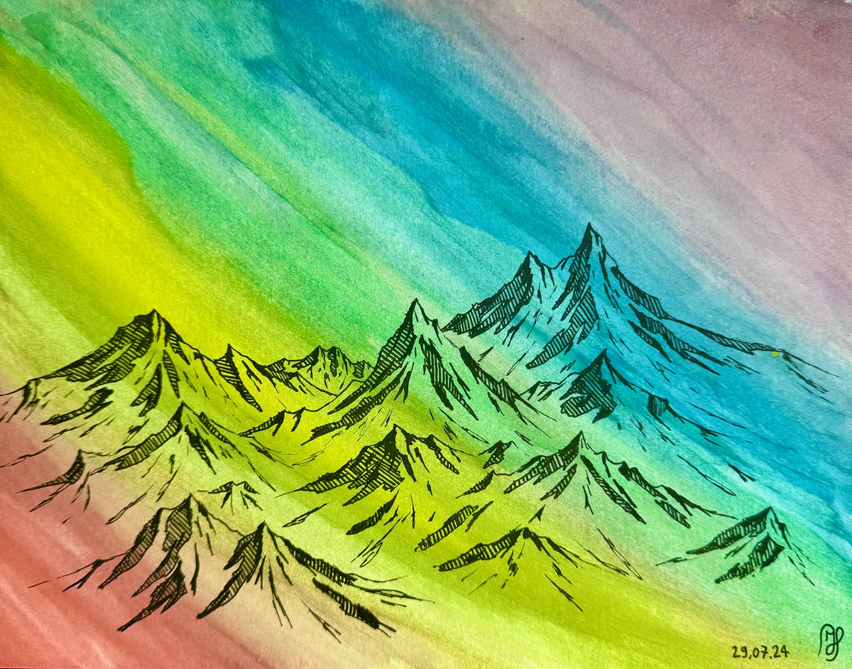 Arc-en-Ciel des Cimes – Aquarelle originale