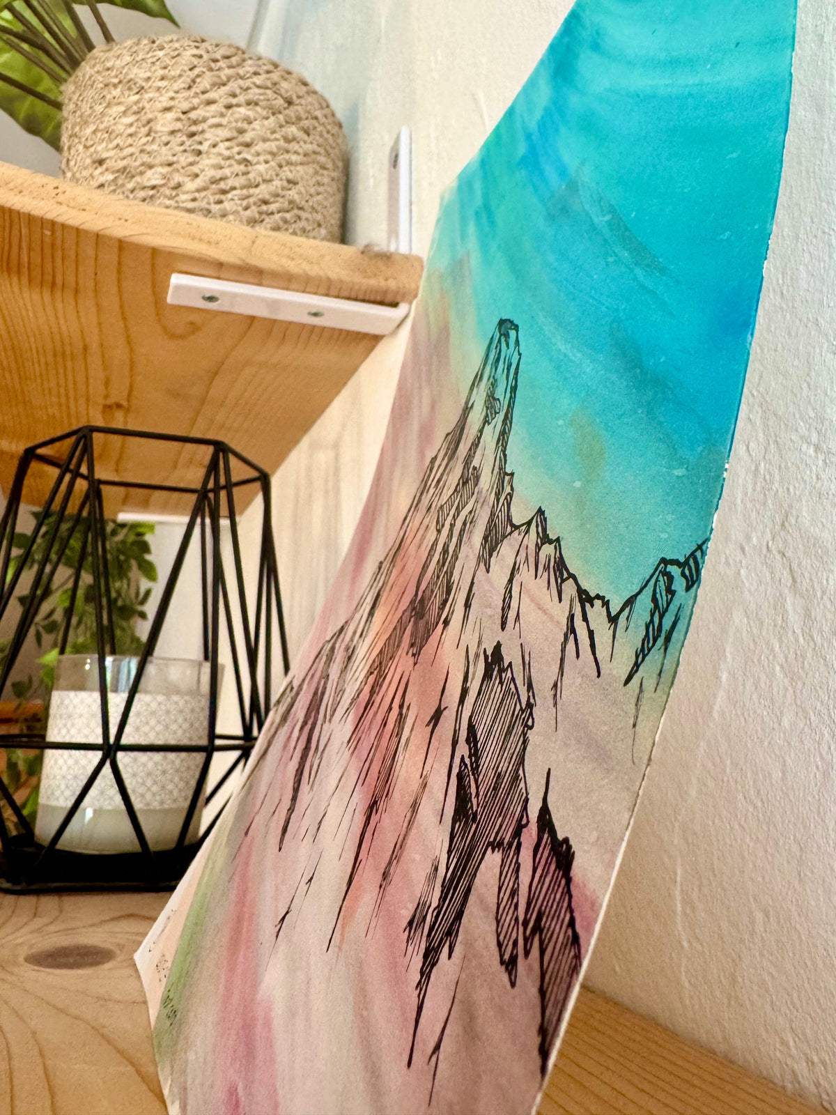 Vue de côté de l’aquarelle Base Camp